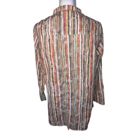 Multiples ladies M button front embroidered ruffle wire neck western Y2K blouse - Picture 3 of 9